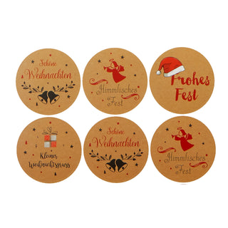 Geschenksticker Aufkleber Weihnachtsmotiven 48er Set 4 Designs Geschenkaufkleber Sticker rund Weihnachtsbotschaft