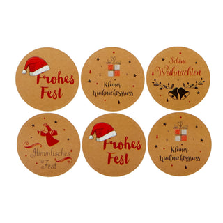 Geschenksticker Aufkleber Weihnachtsmotiven 48er Set 4 Designs Geschenkaufkleber Sticker rund Weihnachtsbotschaft
