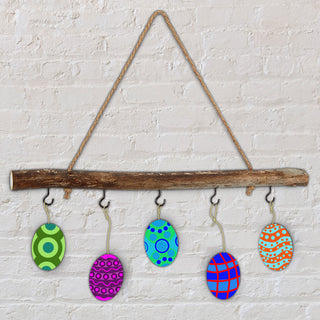 Dekostange "Deluxe" mit 5 Metallhaken 50cm Dekostange aus Altholz naturfarben mit Juteseil