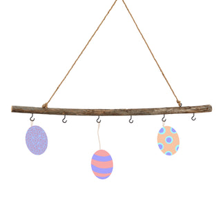 DIY Deko-Holzstange 80 cm mit 6 Metallhaken Altholz Dekostange Fensterdeko