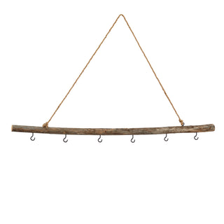 DIY Deko-Holzstange 80 cm mit 6 Metallhaken Altholz Dekostange Fensterdeko