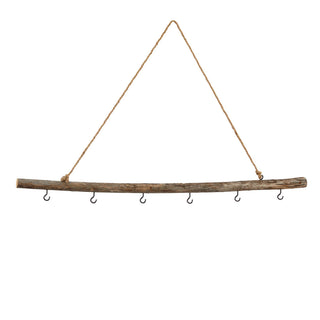 DIY Deko-Holzstange 80 cm mit 6 Metallhaken Altholz Dekostange Fensterdeko