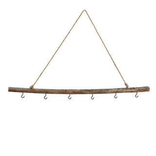 DIY Deko-Holzstange 80 cm mit 6 Metallhaken Altholz Dekostange Fensterdeko
