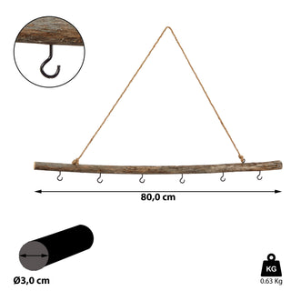 DIY Deko-Holzstange 80 cm mit 6 Metallhaken Altholz Dekostange Fensterdeko
