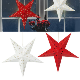 2/6x Papierstern "Star" faltbar rot weiß 31x38cm Stern Dekostern Weihnachtsstern Adventsstern Fensterdeko