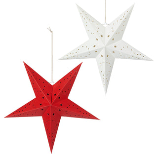 2/6x Papierstern "Star" faltbar rot weiß 31x38cm Stern Dekostern Weihnachtsstern Adventsstern Fensterdeko