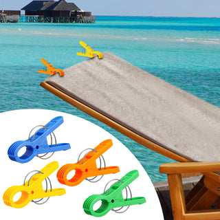 Handtuchclip 4er Set bunt Clips 12cm Klammern Handtuchklammern Wäscheklammern Befestigung