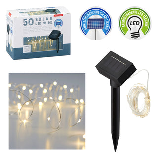 1x SOLAR LED-Lichterkette, Kupferdraht , 50x LED, 5.90m