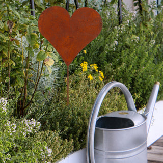 6/24/48x Gartenstecker "Rusty" Herzmotiv im Rost-Design H 35 cm aus Zink