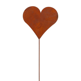 6/24/48x Gartenstecker "Rusty" Herzmotiv im Rost-Design H 35 cm aus Zink