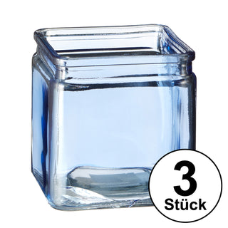 3er Set Eckiges Windlicht Höhe 8 oder 10cm Farbwahl