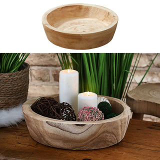 Holzschale rund 34x9cm Paulownia Holz Dekoschale Naturprodukt rustikal Dekoobjekt Holzdekoration Schale