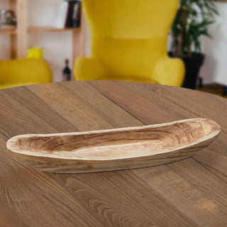 Dekoschale Holz in Bootform B60cm Klein / Groß Schale Holzgefäß Tischdekoration