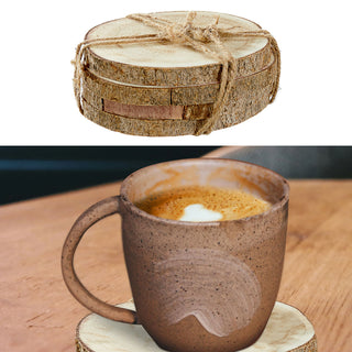 4x Glasuntersetzer Baumscheibe Holzscheibe Ø12cm Untersetzer Bierdeckel Tisch