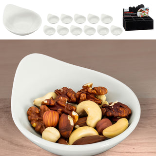 Servierschale Blattform 12er Set weiß 9x4x8cm New Bone China Schale Schüssel Tischgeschirr Snackschale