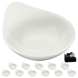 Servierschale Blattform 12er Set weiß 9x4x8cm New Bone China Schale Schüssel Tischgeschirr Snackschale