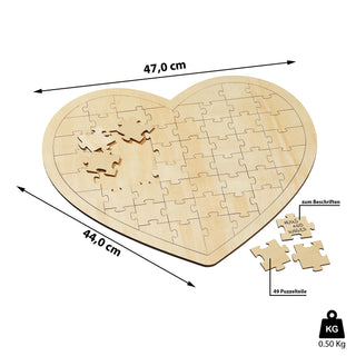 Holz Wunschherz Puzzle 49 Puzzleteile Hochzeit Gästebuch Feier Andenken