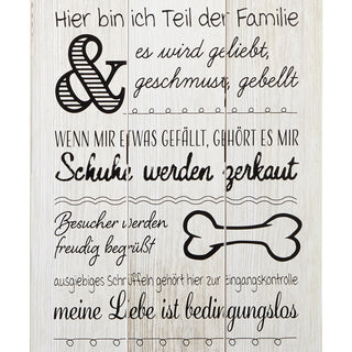 Plankenschild Wandschild Shabby Chic Hunderegeln Hund Haustierregeln Sprüche Regeln Holzoptik