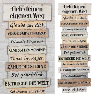 Plankenschild Wandbild "Lebenseinstellung" Shabby Chic Sprüche Weisheiten Holzoptik Planken Wanddekoration