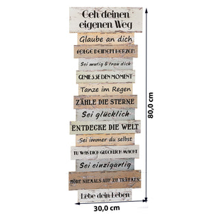 Plankenschild Wandbild "Lebenseinstellung" Shabby Chic Sprüche Weisheiten Holzoptik Planken Wanddekoration
