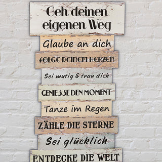 Plankenschild Wandbild "Lebenseinstellung" Shabby Chic Sprüche Weisheiten Holzoptik Planken Wanddekoration