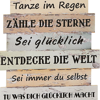 Plankenschild Wandbild "Lebenseinstellung" Shabby Chic Sprüche Weisheiten Holzoptik Planken Wanddekoration