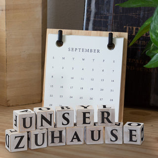 Letterblock Buchstabenblöcke 16 Würfel 4x4cm Buchstaben bedruckt Holz Schriftzug