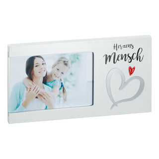 1x Bilderrahmen Herzensmensch, Holz, 25x13cm, weiß, Fotorahmen, Fotoaufsteller, Bildhalter, Liebe