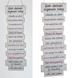 Plankenschild Lebenseinstellung 15x41x0,6cm Holzoptik MDF Bild Schild Planken Wanddekoration