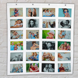 Fotovorhang mit 24 Taschen für 15x10 Bilder Querformat Fotohalter Bildervorhang