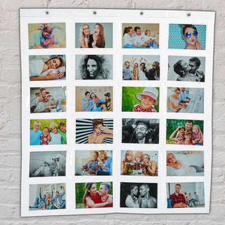 Fotovorhang mit 24 Taschen für 15x10 Bilder Querformat Fotohalter Bildervorhang