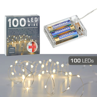 Mikro Lichterkette Draht 100 LEDs L10m warmweiß Timerfunktion Leuchtdraht Lichterdraht