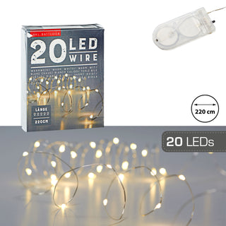 20 LED Lichterkette warmweiß Knopfzelle 220 cm Weihnachtsbeleuchtung Leuchtdraht