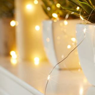 20 LED Lichterkette warmweiß Knopfzelle 220 cm Weihnachtsbeleuchtung Leuchtdraht