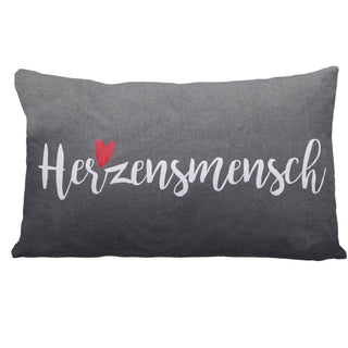 Kissen Herzensmensch in weiß /grau Sofakissen Kuschelkissen mit Herz