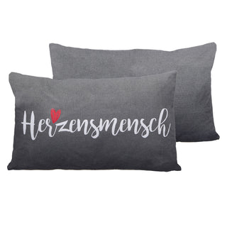 Kissen Herzensmensch in weiß /grau Sofakissen Kuschelkissen mit Herz