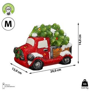 Truck mit LED Beleuchtung 20x14x12cm Weihnachtsbaum Weihnachtsdeko Auto Weihnachtstruck Steinzeug