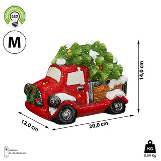 Truck mit LED Beleuchtung 20x14x12cm Weihnachtsbaum Weihnachtsdeko Auto Weihnachtstruck Steinzeug