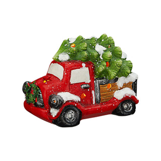 Truck mit LED Beleuchtung 20x14x12cm Weihnachtsbaum Weihnachtsdeko Auto Weihnachtstruck Steinzeug