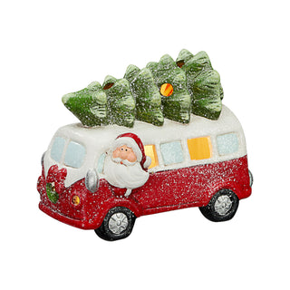 Bully mit LED Beleuchtung 21x16,5x11cm Weihnachtsbaum Weihnachtsdeko  Bus Weihnachtsbus Steinzeug