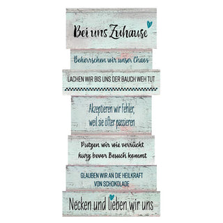 Plankenbild "Zuhause" 15x32cm Familienregeln shabby-look Spruchbild Deko