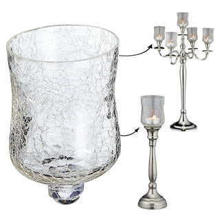 1/5x Glasaufsatz für Kerzenleuchter 7x10cm Glasgefäß Crackle Design Windlichtaufsatz Teelichthalter