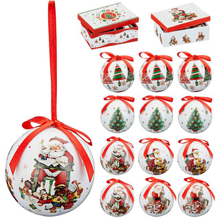 Nostalgische Weihnachtskugel im 12er Set mit 4 Motiven Ø6cm