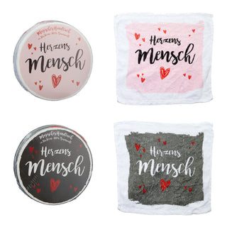 2er Set Magisches Handtuch Herzensmensch, 2fach sortiert,30 x 30 cm, Waschlappen