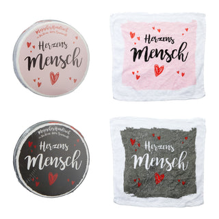 2er Set Magisches Handtuch Herzensmensch, 2fach sortiert,30 x 30 cm, Waschlappen