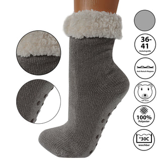 Kuschelsocken Damen Hüttensocken Chenille -  Größe 36-41 Farbwahl