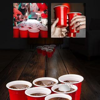 Trinkspiel Schnaps Pong Set 14tlg. rot weiß Becher Plastikbecher Schnapsbecher Spiel Partyspaß Scherzartikel