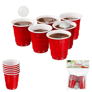 Trinkspiel Schnaps Pong Set 14tlg. rot weiß Becher Plastikbecher Schnapsbecher Spiel Partyspaß Scherzartikel
