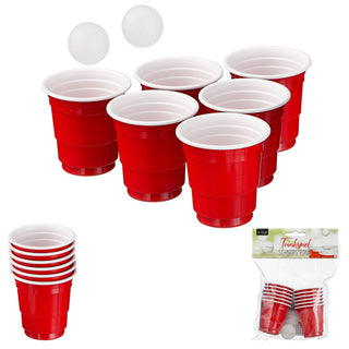 Trinkspiel Schnaps Pong Set 14tlg. rot weiß Becher Plastikbecher Schnapsbecher Spiel Partyspaß Scherzartikel