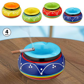 4/24x Sturmaschenbecher "Toscana" Ø 11cm Keramik bunt Aschenbecher Windaschenbecher